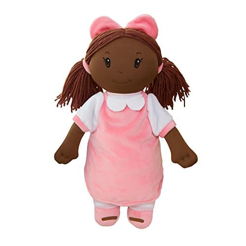 Little Darlings Plush Baby Doll with Dark Complexion and Black Hair, African American Doll, Plush, Gift for Kids, Baby Girl, Custom Plush Doll, Baby Toys, Pink