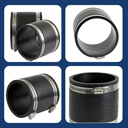 Supply Giant 6I49x2 Flexible Pvc Coupling with Stainless Steel Clamps 4 inch Black (pack of 2)
