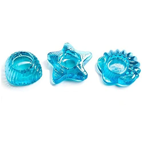 Design Imports Sea Glass Starfish and Seashell Tea Light Candle Holder Set of 3 (Aqua)