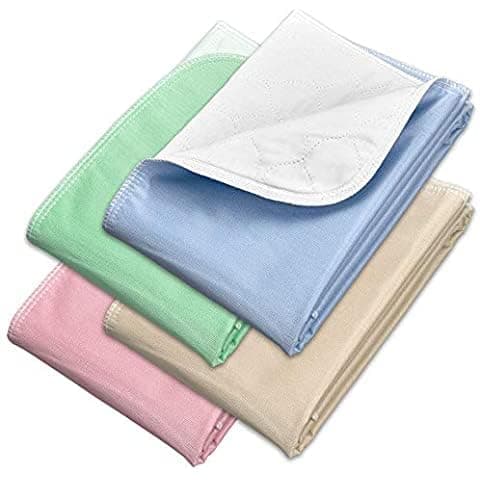 Nobles Incontinence Pads - Waterproof, Reusable & Washable - Absorbent Underpad Mattress Protectors for Bed Wetting - 29x35 - 4 Pack (Green, Tan, Pink and Blue)