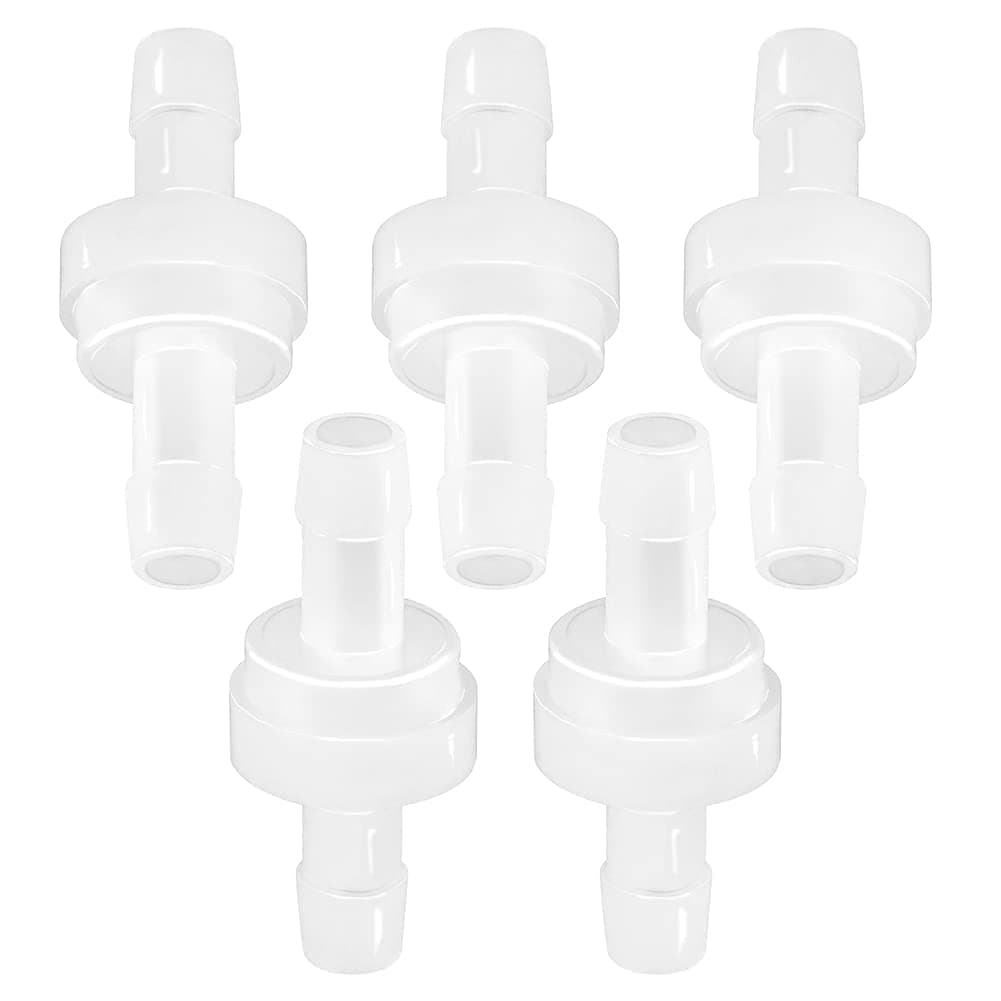 JoyTube 5 Packs Check Valve 5/16” (8MM) One-Way PVDF Plastic Hose Barb for Liquid Air