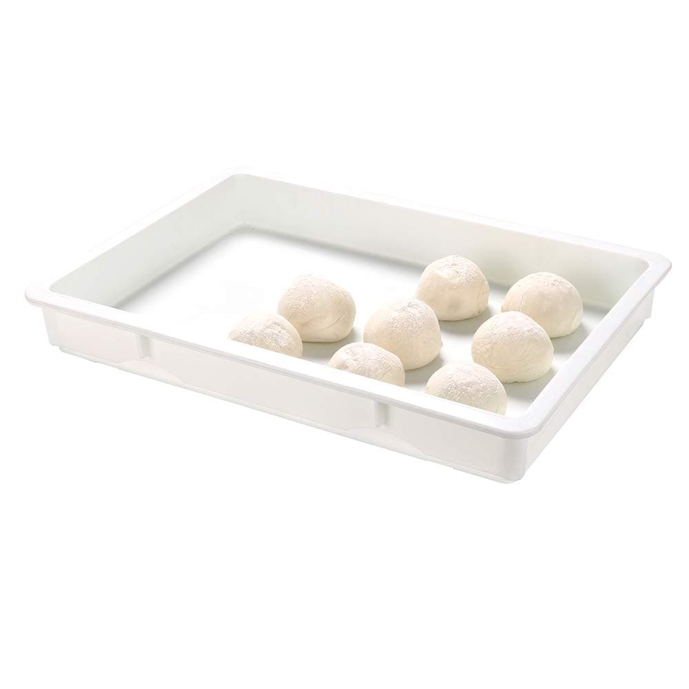 26 x 18 x 3 Inch Proofing Box, 1 Rectangle Dough Box - Stackable, Dishwashable, White Plastic Pizza Dough Boxes, Durable, Lids Sold Separately