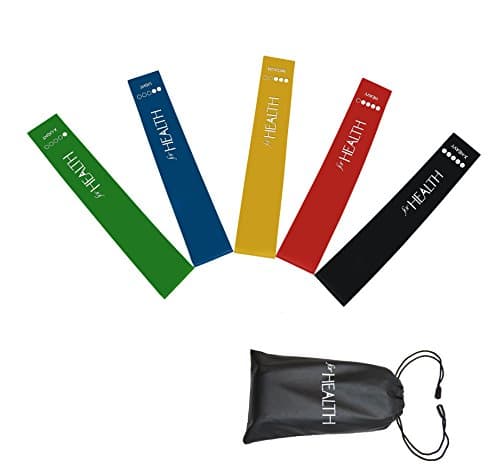 ForHealth Resistance Loop Bands Exercise Bands Workout Bands,Set of 5 for Fitness Training,Physical Therapy Rehab,Yoga and Pilates Workout,Elegant Handy Carry Bag and Useful Ebook User Manual Included