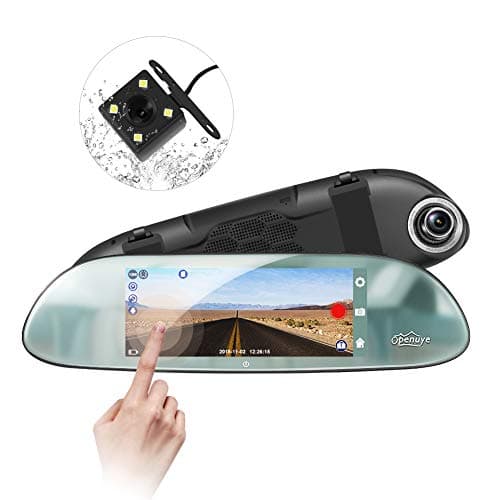Openuye Mirror Dash Cam, Backup Camera 7" Touch Screen 1080P 170° Wide Angle Night Vision, Waterproof Rearview Car Video Recorder with G-Sensor, Parking Monitor and Loop Recording