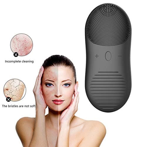 MOXIN Silicone Facial Cleansing Brush Electric Rechargeable Face Brush Waterproof Facial Brush with 12 Speeds for Deep Cleansing, Face Exfoliating, Anti-Aging Skin Care,Black