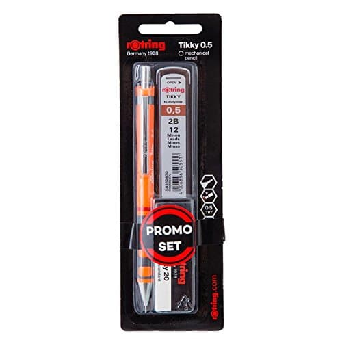 Rotring Tikky Mechanical Pencil 0.5 mm PROMO Set Free 2B Lead + Eraser, Orange Handle Color, Pack 1 pcs.