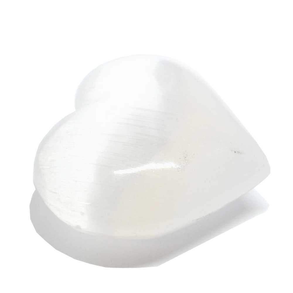 Angelic Selenite - Approx. 2.5" Large Chunky Palm Heart Shape Crystal