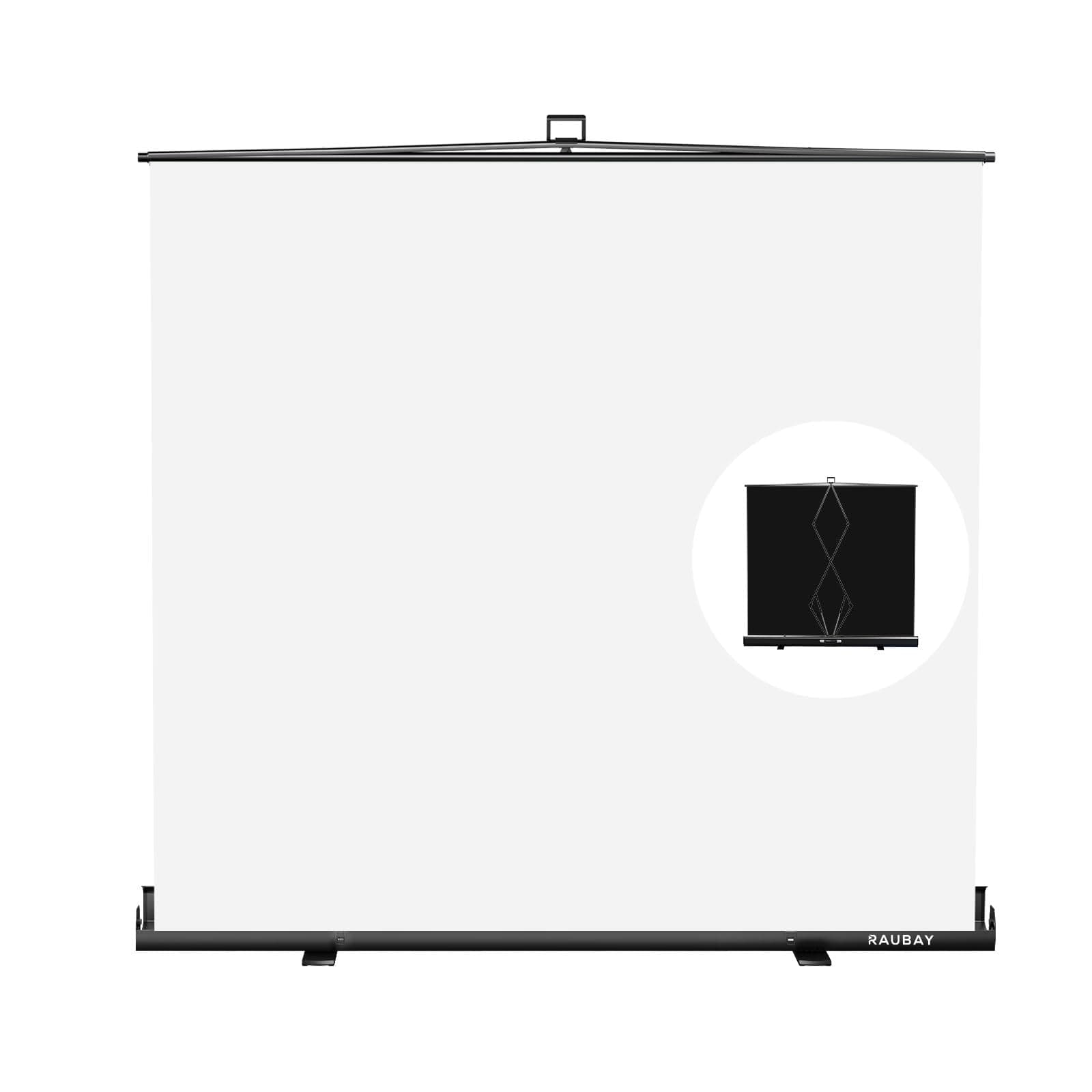 【Wider Style】 RAUBAY 78.7 x 82.7in Large Collapsible White Backdrop Screen Portable Retractable Panel Photo Background with Stand for Video Conference, Photographic Studio, Streaming