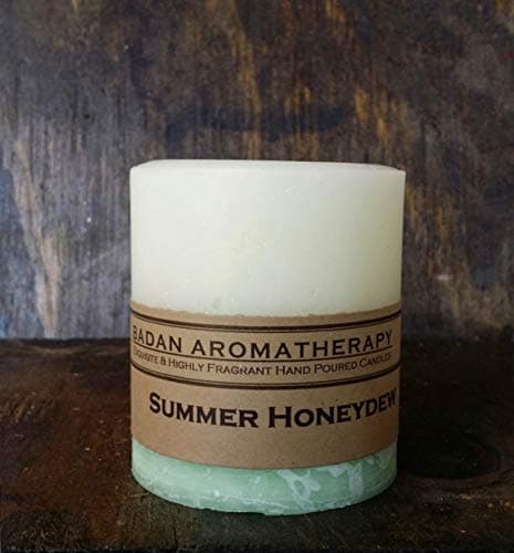 Summer Honeydew Melon Scented Pillar Candle (White, Green, 3”x3.5”)