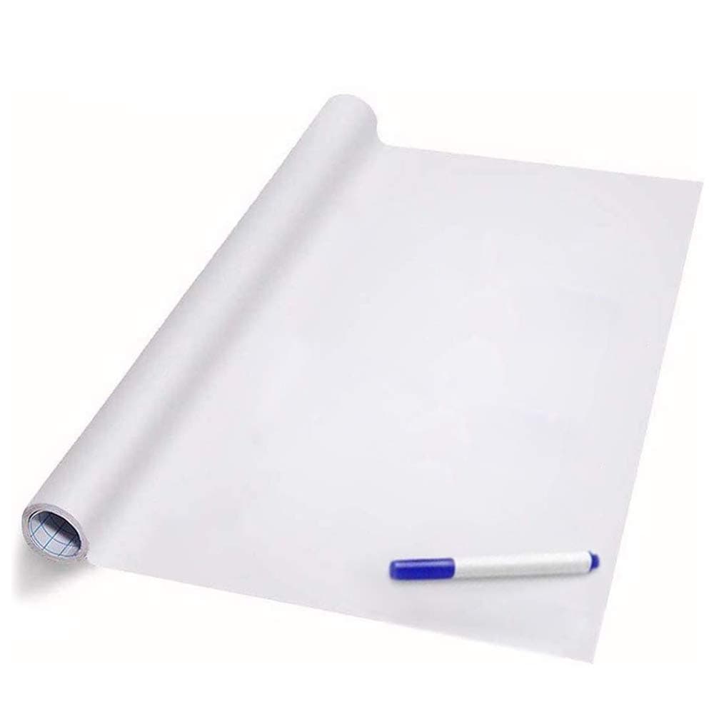 Self Adhesive White Board Paper,Easy Peel and Stick Dry Erase Whiteboard for Classroom, Planning, Office, Kid Painting with 1 Water Pen (78.7" x 17.7")