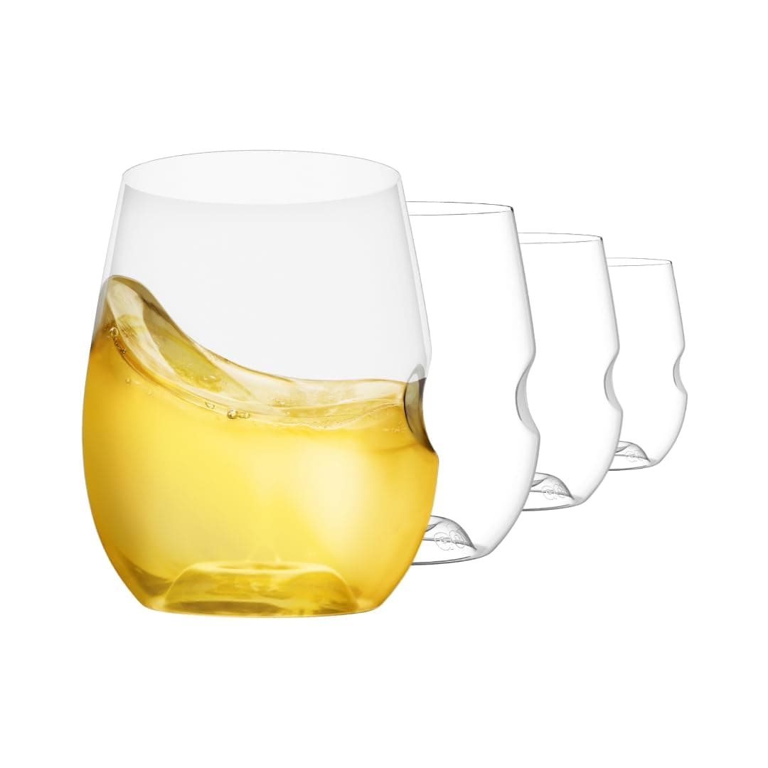 Unbreakable Stemless Wine Glass – Set of 4, 12oz, Dishwasher Safe, BPA-free Tritan, Clear Stemless White Wine Glasses, Shatterproof for Indoor, Outdoor, Everyday Use. Reusable, Made in the USA