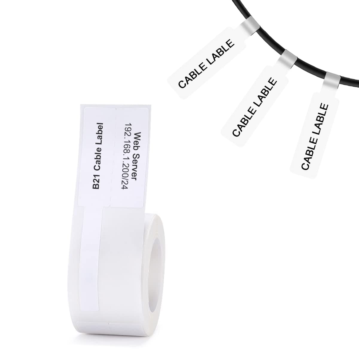 Label Maker Tape Compatible for NIIMBOT B21/B1/B3S, Cable Label Printer Paper Waterproof Anti-Oil Scratch-Resistant Sticker Cable White 25x38mm 100 Labels