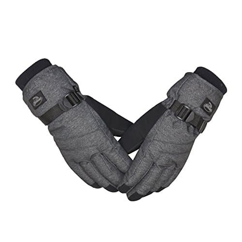 HighLoong Men Ski Snowboard Gloves with Waterproof and Thinsulate for Cold Winter-Black