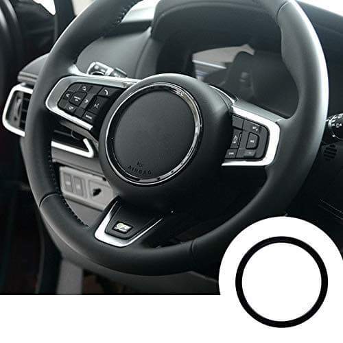 ABS Interior Steering Wheel Trim Cover for Jaguar F-Pace XE XF 2016-2019 (Black)