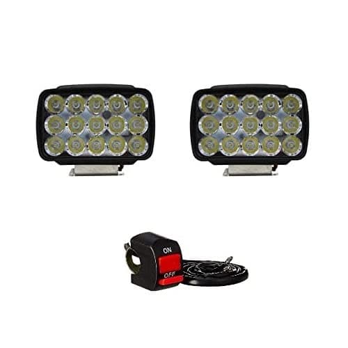 Wangsales® Universal 15 Led Bike Led Light Headlight Bulb High Power| Motorcycle Fog Lamps Driving Lights Pods| Mirror Spot Beam Indicators Bulb Signals Handle Bar Hazard On OF Switch White Color All Parts Accessories Modified Motorcycle Bikes Scooty