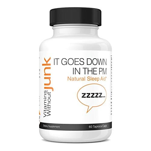 Vitamins Without Junk It Goes Down In The PM (Natural Sleep Formula), 500 mg, 60 Vegetarian Tapioca Based Capsules - Dairy Free - Vegan