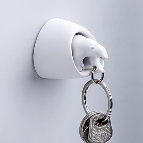Qualy Whistle Polar Bear Key Ring & Key Holder White Hook