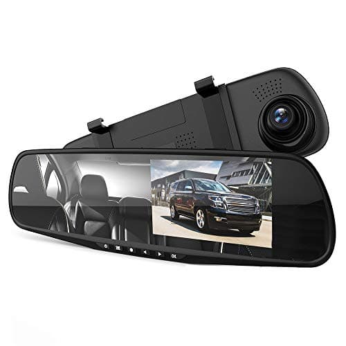 VKAKA Dash Cam Rearview Mirror - 3.5” DVR Monitor Camera Video Recording System in Full HD 1080p w/Built in G-Sensor Motion Detect Parking Control Loop Record Support