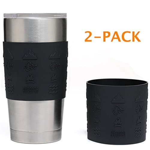 Tumbler Silicone Sleeve Grip Enhancer - 2 Included in Pack - Fits 20 and 10 oz Yeti Stainless Steel Tumblers - Cup and Lid in images not Included