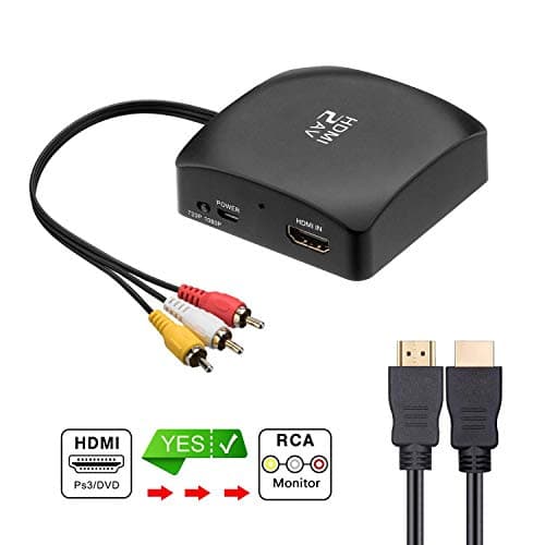 HDMI to RCA, HDMI to AV Converter, 1080P HDMI to 3RCA CVBs Composite Video Audio Converter Adapter Supports PAL/NTSC for Amazon Fire TV Stick, Roku, Apple TV, PC, Laptop, Xbox, HDTV, DVD
