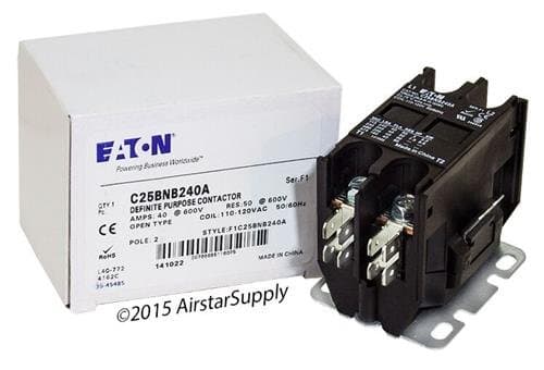 Replacement for Square D 8910DP42V02 - Replaced by Eaton/Cutler Hammer C25BNB240A Contactor, 2-Pole, 40 Amp, 120 VAC Coil Voltage