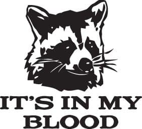 It's In My Blood Raccoon Sticker - 6" inch - White