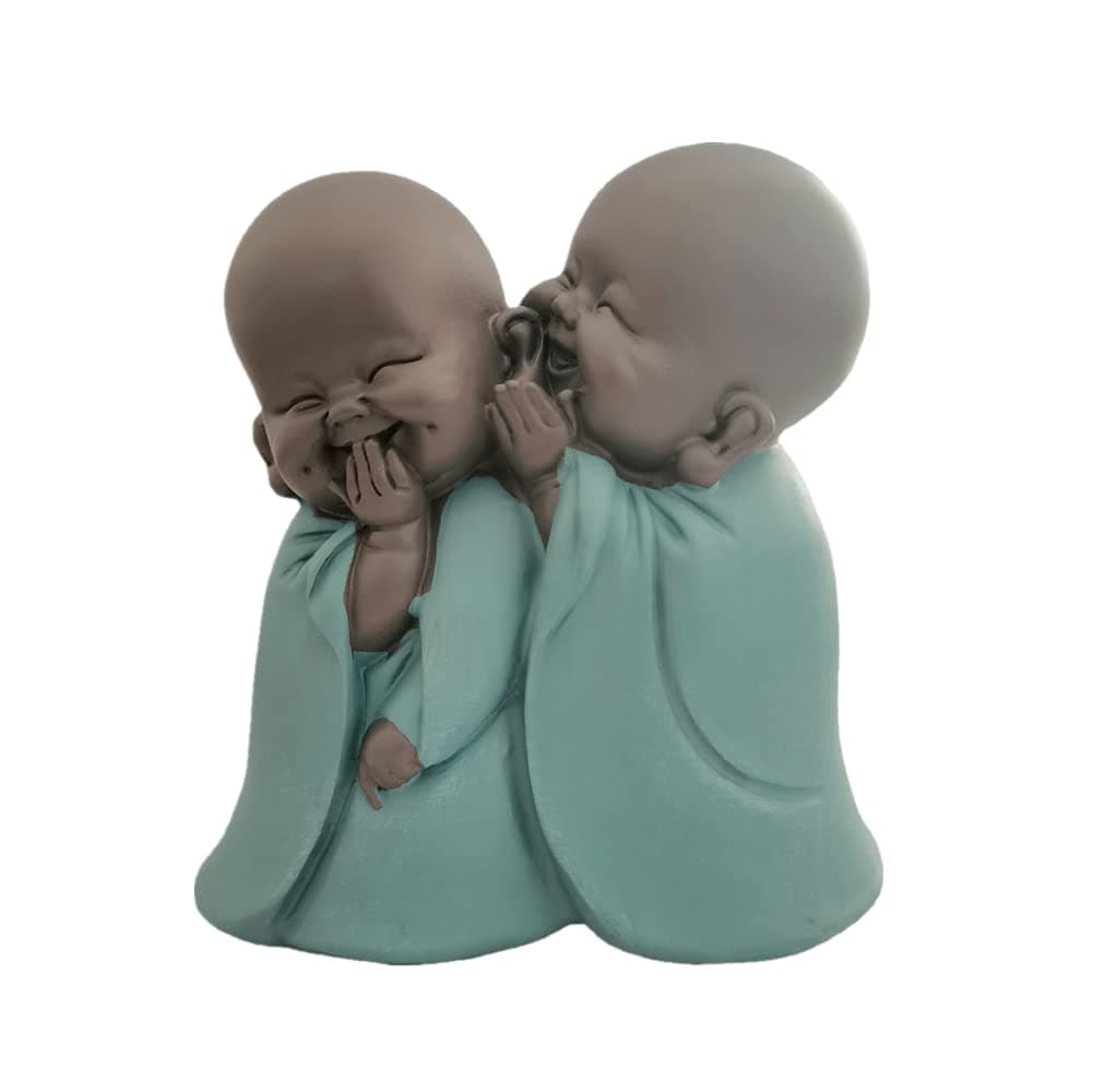 Laughing Buddha Statue,Siamese Buddha Sculptures Hand-Carved Buddha Statue Resin Cute Small Monk Figurine for Home Office Car Decors Gift Crafts