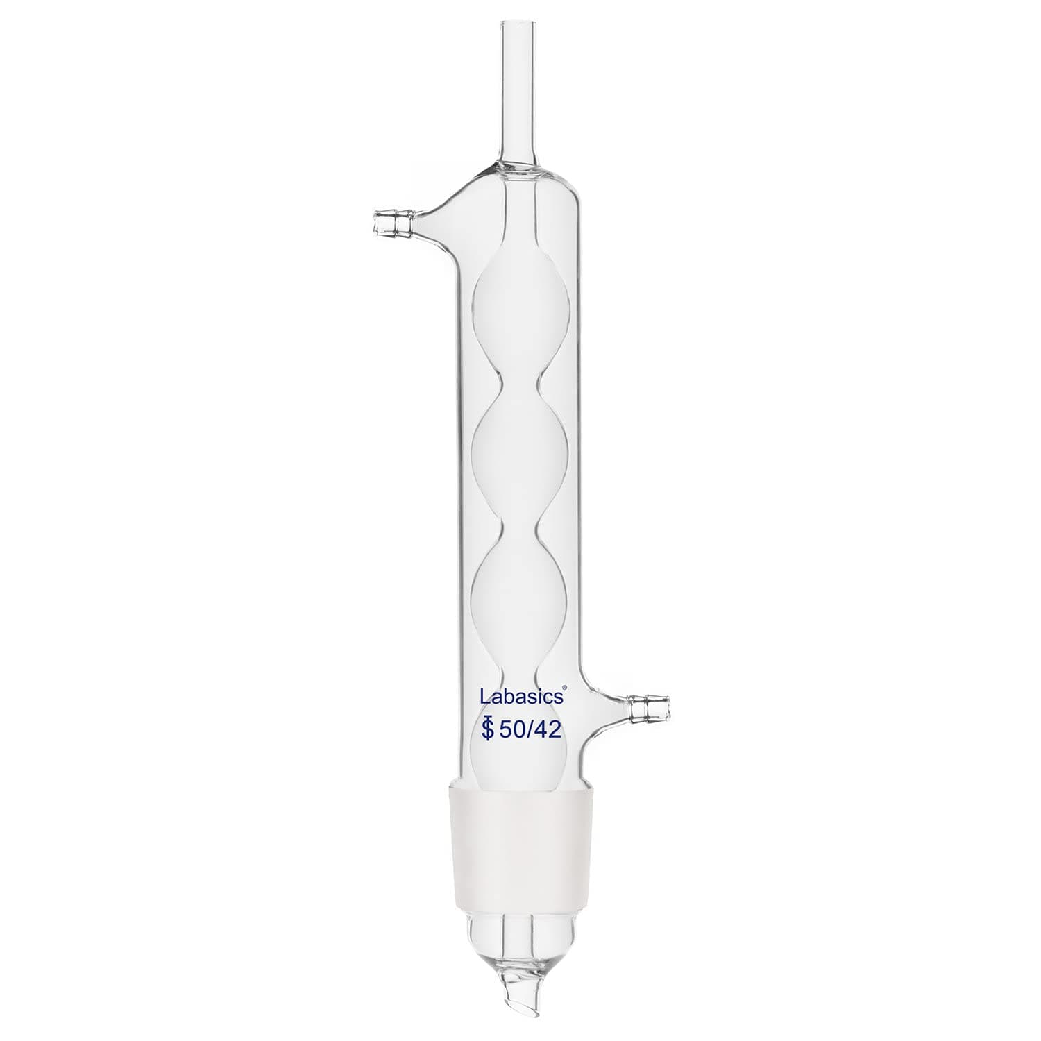 Labasics Allihn Condenser Reflux for Soxhlet Extractor, Borosilicate Glass Reflux Condenser for Soxhlet Extraction Allihn Condenser with 50/42 Lower Joint 250 mm (9.8 inch) Jacket Length Lab Condenser