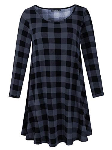 Women's Plus Size Swing Tunic Top 3/4 Sleeve Floral Flare T-Shirt