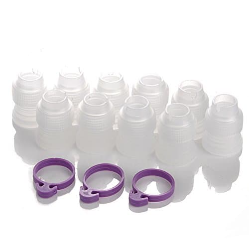 LIHAO 10 Reusable Cake Decorating Pastry Bag Couplers with 3 Icing Bag Ties
