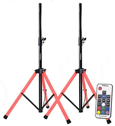 2 x Ibiza Sound LED Illuminated Speaker Stand Tripod Light Up Disco DJ RGB