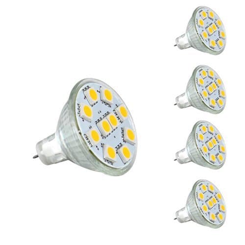 Alfa Lighting 1.8W MR11 GU4.0 LED Bulbs, 20W Halogen Bulbs Equivalent, GU4 Base, 165lm, 12V AC/DC, 120° Flood Beam, Warm White, 3000K, LED Light Bulbs, Pack of 4 Units [Energy Class A]