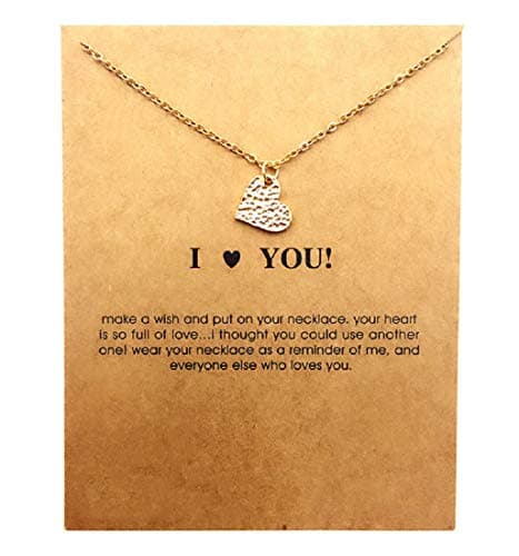 Clavicle Necklace with Card, Small Dainty Pendant,Greeting Card with Best Wish, Delicate and Classy Party Jewelry Favors, Alloy
