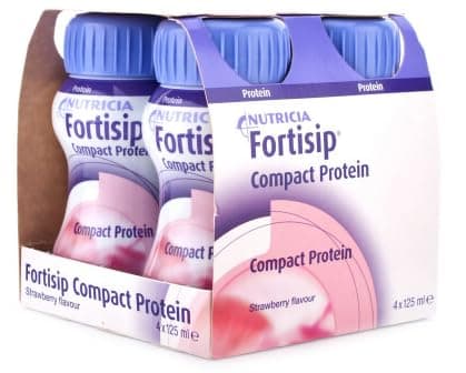MediSale Fortisip Compact Protien Strawberry, 125ml each, (Pack of 4)