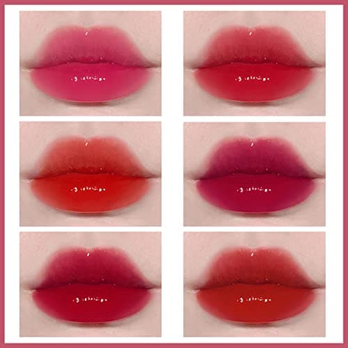 Sulily 6 Colors Lip Tint Stain Set, Korean Lip Gloss Tint Plumping Mini Liquid Lipstick, Multi-use Lip and Cheek Tint, Long lasting Non-Stick Cup Waterproof, Vivid Color