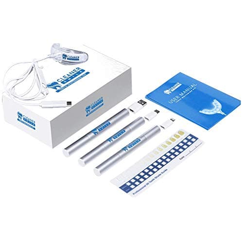 Cleaner Smile Regular Strength Teeth Whitening LED Kit, carbamide peroxide teeth whitening gel, Tackle set-in stains and yellow teeth, pain-free teeth whitening, whiter smile in 15 minutes a day