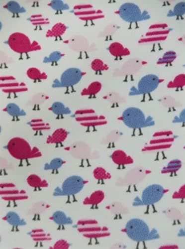 Animal Bird Print Soft Polar Fleece Fabric, Sold by The Metre, by Tia Knight (1 Meter, Tweetie Birds Print PF229 PNBL)