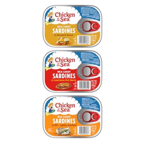 Chicken of the Sea Wild Caught Sardines, 3 Flavor Variety Pack, 3.75 oz. Can (Pack of 3)