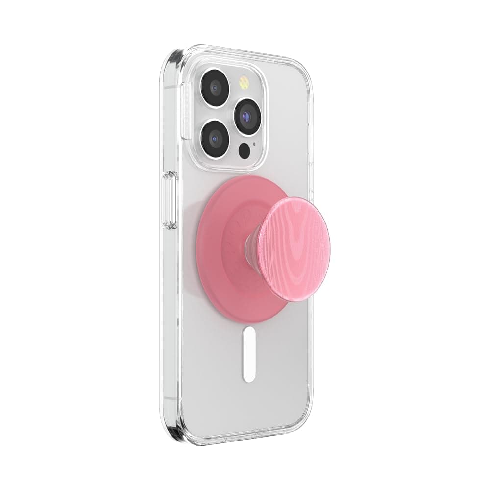 PopSockets Phone Grip for MagSafe, Magnetic Holder, Phone Stand, Cute Pink - Alum Moire Putty