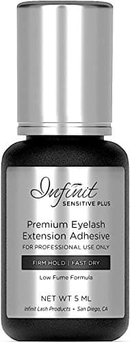 SENSITIVE FAST DRYING Eyelash Extension Glue - Infinit Sensitive Plus Lash Glue for Individual Eyelashes (5 ML) | 4-5 Sec Dry Time | Retention - 6 Weeks | Low Fume Lash Glue | Professional Use Only
