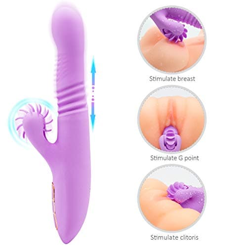 Licking Tongue Massaging Toys with 7 Thrusting Modes, Neck Shoulder Back Body Tool Whisper Quiet, Waterproof, Wireless Remote Control Thrusting Vibration