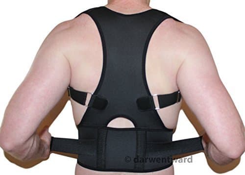 New Back Support Brace Posture Correction Adjustable Neoprene Lumbar Belt (LARGE, BLACK)