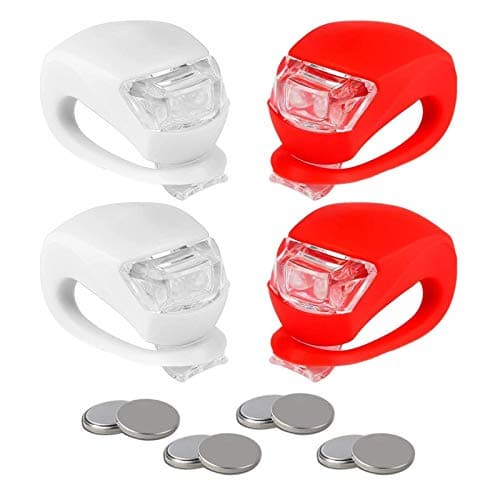 REFUN Bicycle Light - Front and Rear Silicone LED Bike Light Set - High Intensity Multi-Purpose Water Resistant Headlight - Taillight for Cycling Safety,Batteries Included,4 Pack