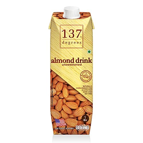 137 Degrees Almond Drink Unsweetened, Non Dairy, Vegan, Lactose & Gluten Free, 1000 ml, Pack of 6