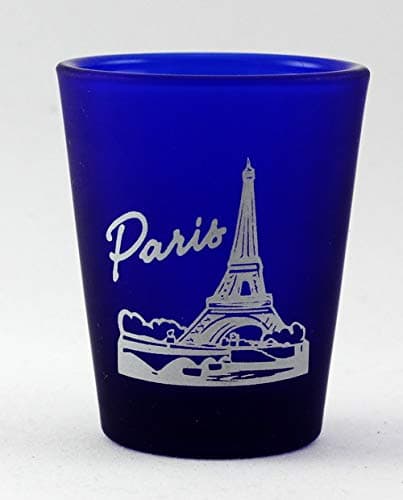 World By Shotglass Paris France Cobalt Blue Frosted Shot Glass
