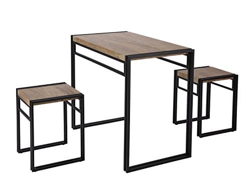 FIVEGIVEN 3 Piece Dining Table Set for Small Spaces Kitchen Table Set for 2 Rustic Industrial Brown