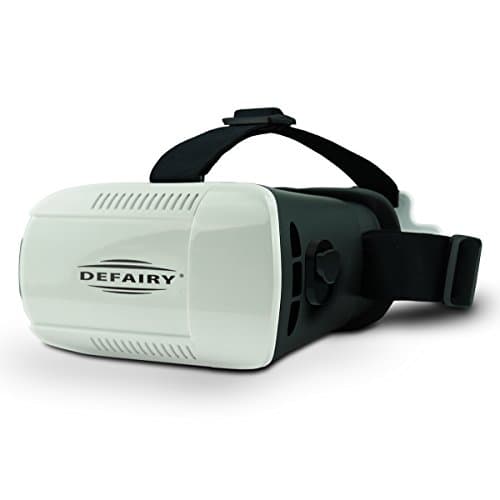 DEFAIRY Plastic Big FOV VR Headset Virtual Reality Headset VR Helmet Google Cardboard 2 for Video Games for iPhone 6 Plus Samsung Galaxy Note 4 LG G3 HTC Moto with Magent, Black/White