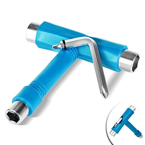 JBM Skate Tool All in One (4 Colors) Multi Function Skateboard T Tool Accessory with T Type Allen Key and L Type Phillips Head Wrench Screwdriver