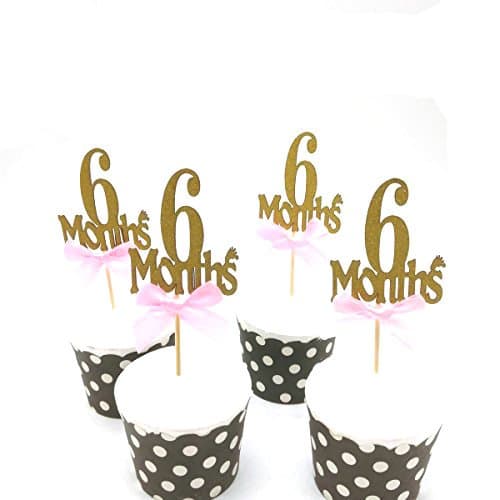 Hemarty Birthday Cake Topper Half Birthday Cake Topper Happy Cake Topper 1/2 Birthday Cake Topper 12Pc 6 Months Pink