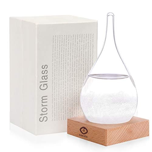 Storm Glass Weather Predictor -Weather Forecaster Weather Station Creative Crystal Glass Bottle Desktop Drops Craft Weather Station With Pure Wood Base - Decoration on Home and Office